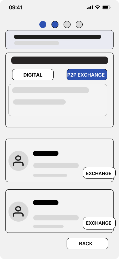 P2P Pickup Exchange wireframe that was removed
