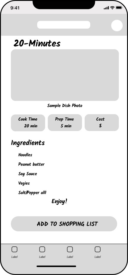 Recipe Wireframe