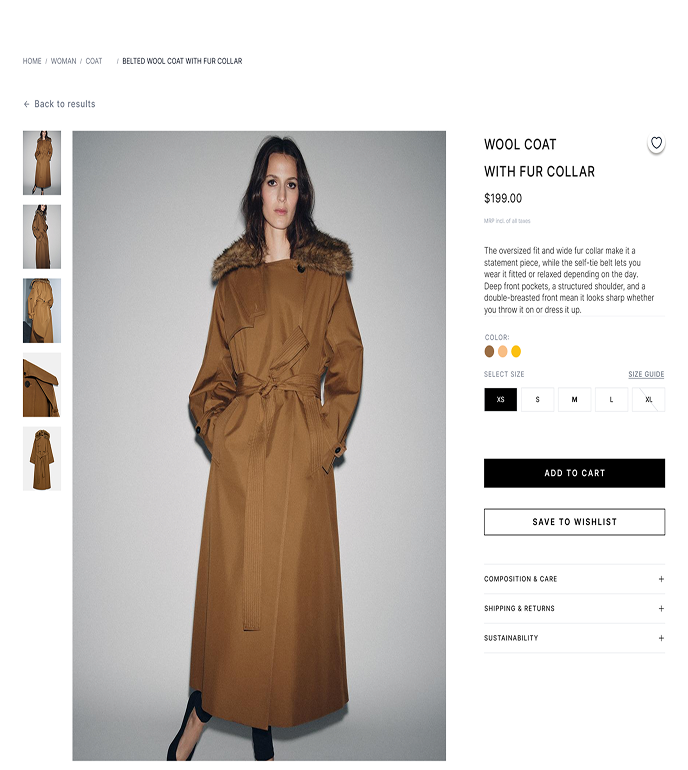 Redesigned product page   size selector prominent, Add to Cart button inactive until size chosen