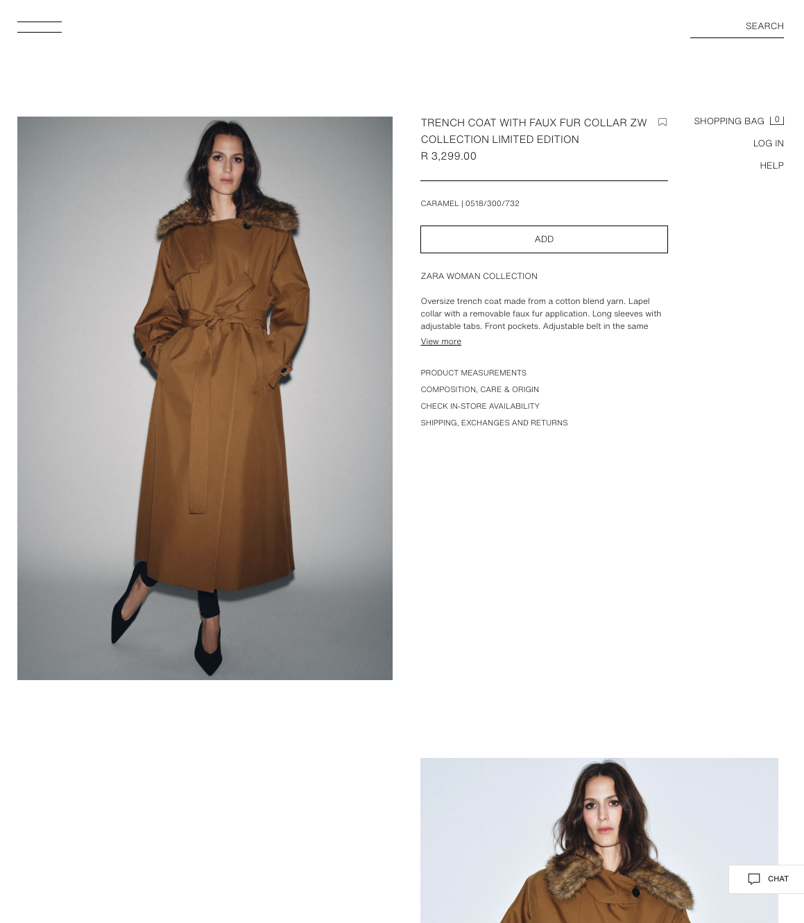 Current Zara product page   Add button visible without size selection required, ambiguous label